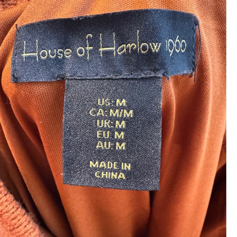 House of Harlow 1960 Rust Orange Pointelle Crochet Knit Maxi Skirt‎ Size M - Picture 4 of 6